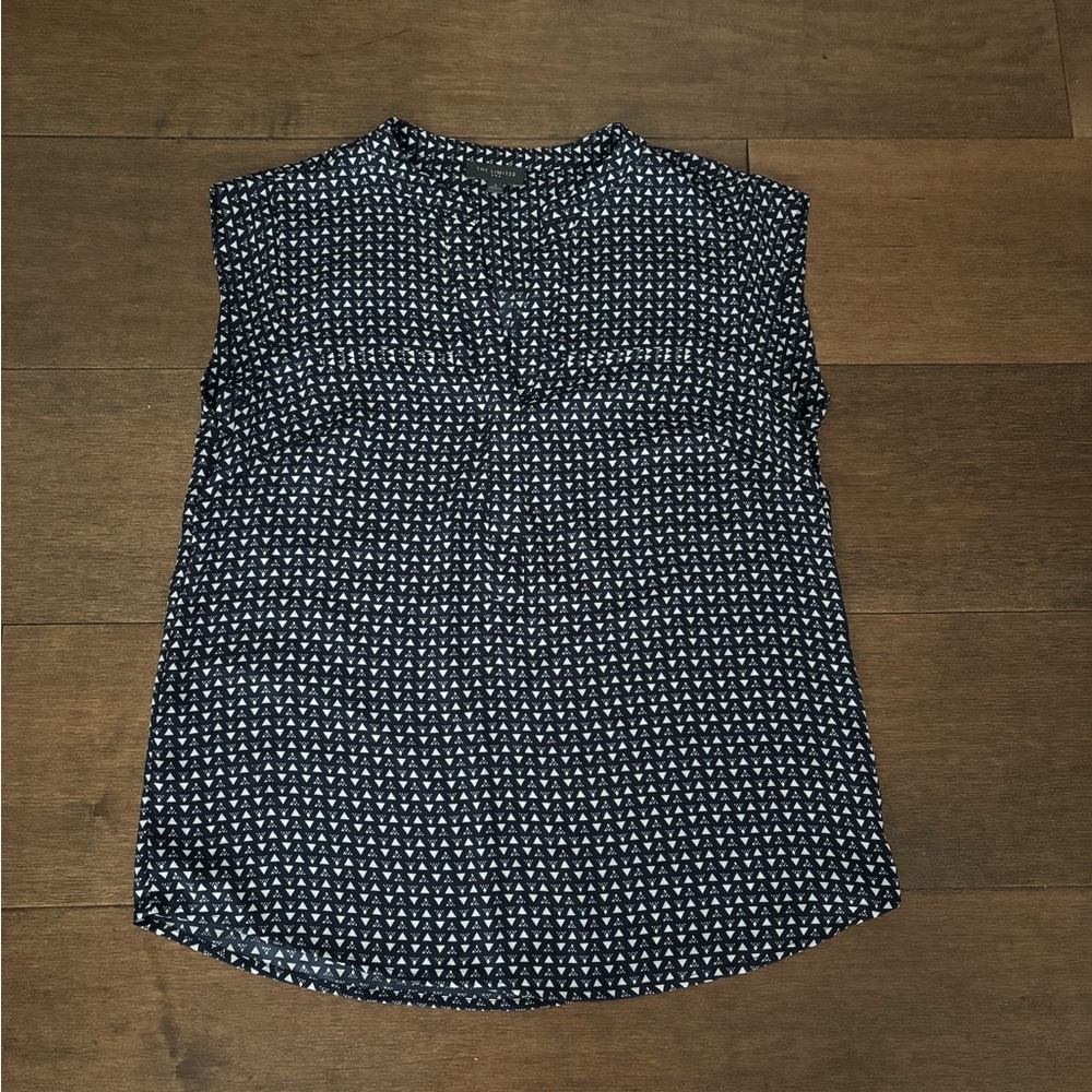 The Limited Navy Patterned Sleeveless Blouse
